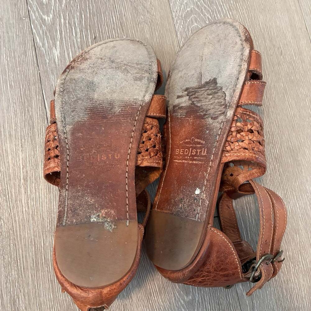 Bed Stu Capriana Dip Dye Brown Leather Strap Gladiator Sandals Boho Size 8 EUC - Picture 3 of 6